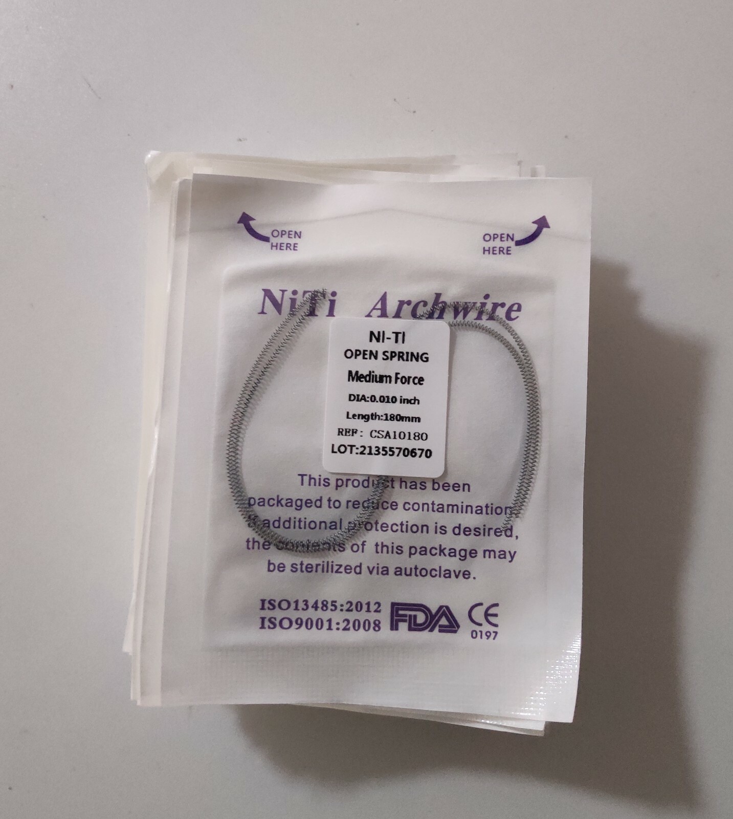 5 Packs Dental Orthodontic Coil Open Spring 010*180mm Niti Alloy Medium Force