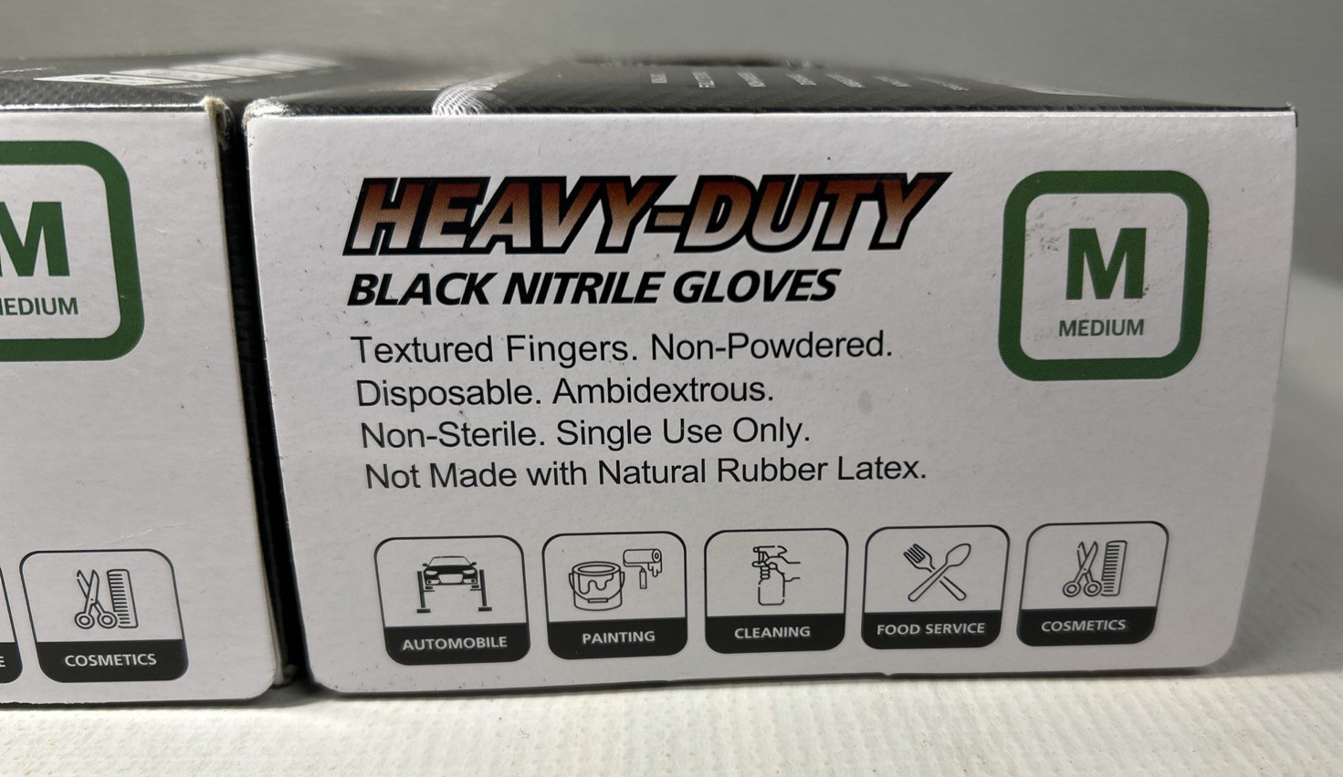 Lot of Heavy Duty Black Nitrile Exam Glove MED Textured Powder-Free Ambidextrous
