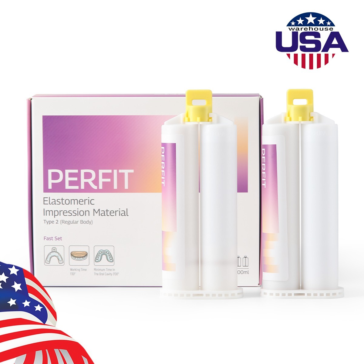 Dental Regular BODY Fast Set VPS PVS VPS Impression Material 50ML*2 Cartridges