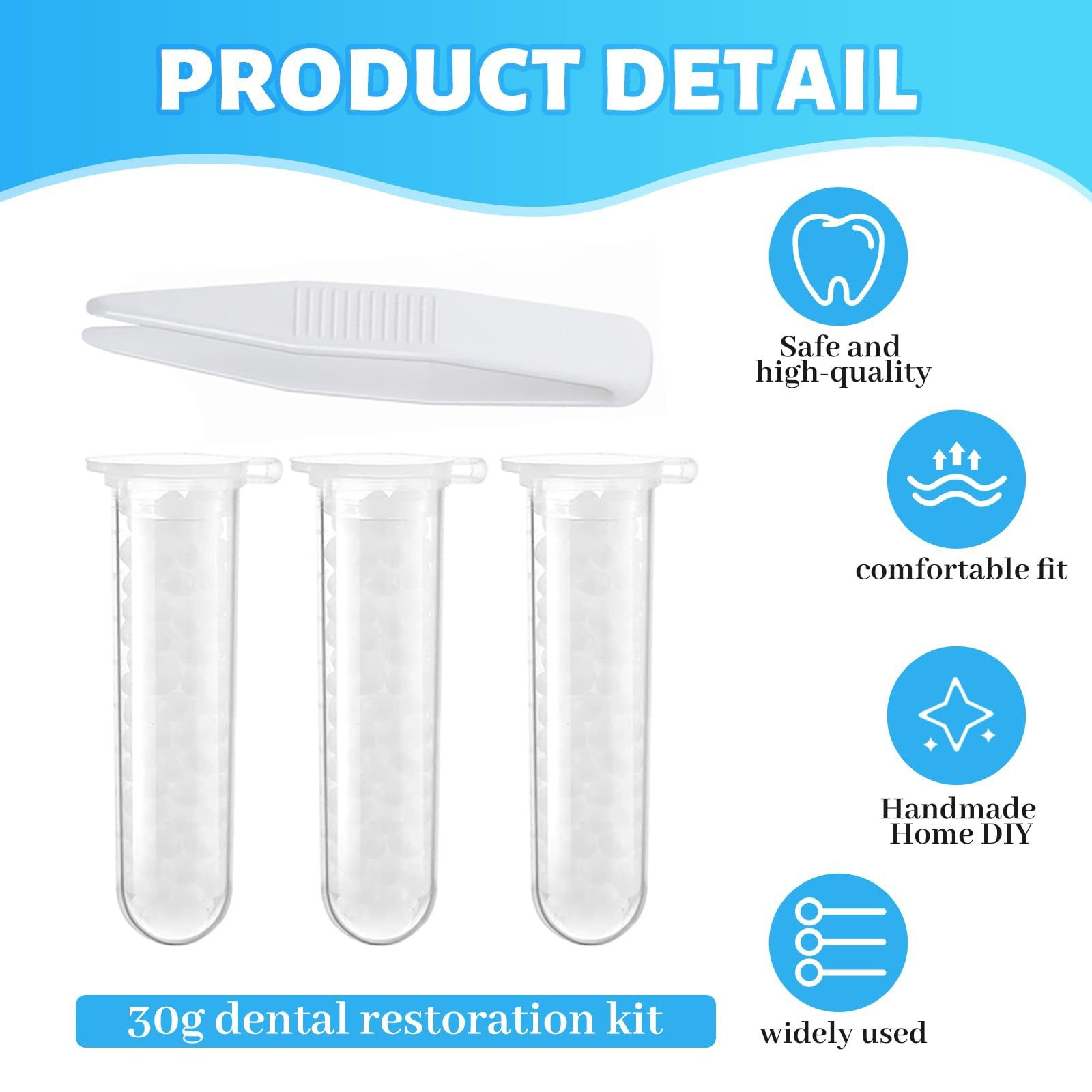 Tooth Repair Kit, Fake Teeth Replacement Kit – 0.33 Fl Oz (Pack of 3)
