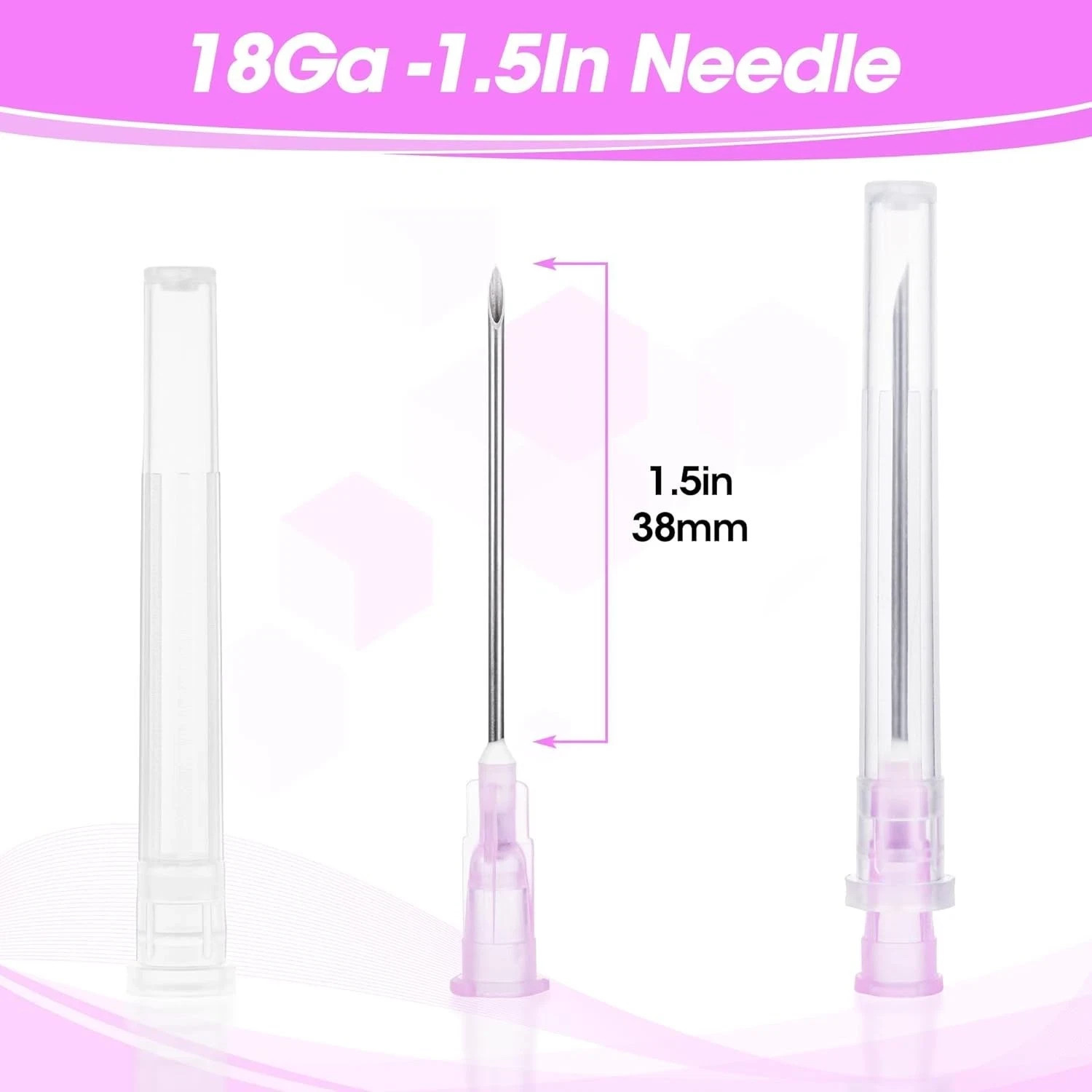 18 Gauge 1.5 Inch Disposable Needles with Caps for Scientific and Lab Dispensing