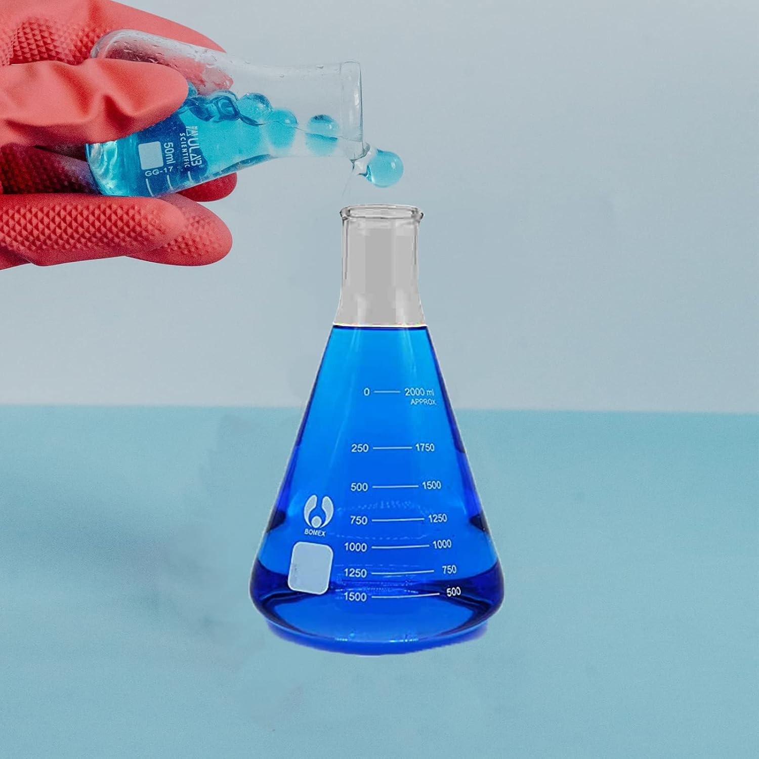 Glass Erlenmeyer Set Narrow Mouth 2000ml Graduated s