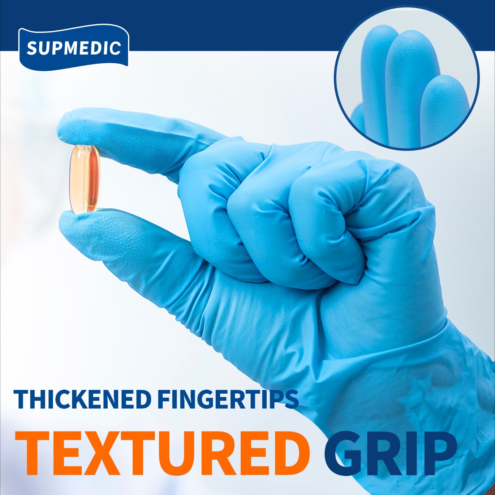 Blue Disposable Nitrile Gloves 3.5 Mil, Powder Free Food-Grade Exam Gloves