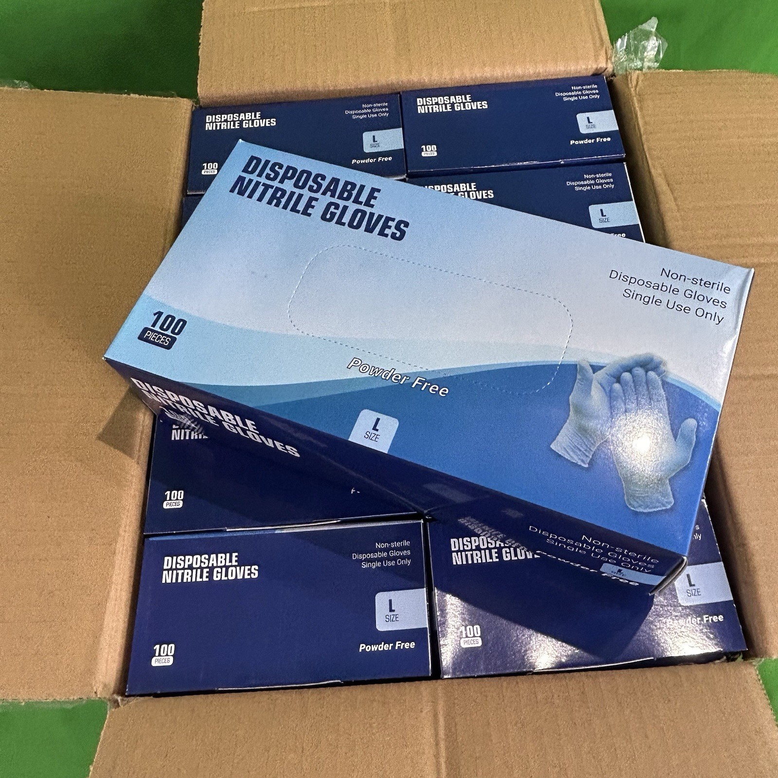 Nitril Exam Gloves – FREE SHIPPING 10 Pack of 100, Large/ Med Powder Free Blue