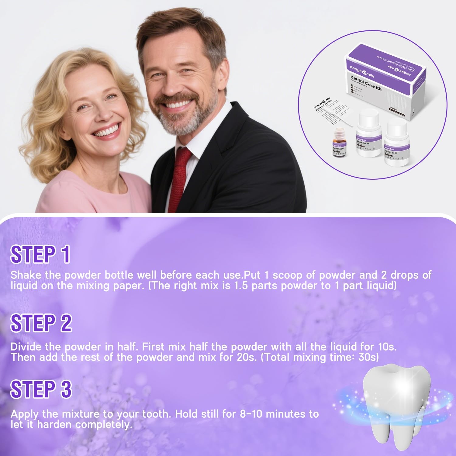 Dental Cement Temporary Tooth Repair Kit for Broken Teeth, Zinc Oxide Eugenol Gl