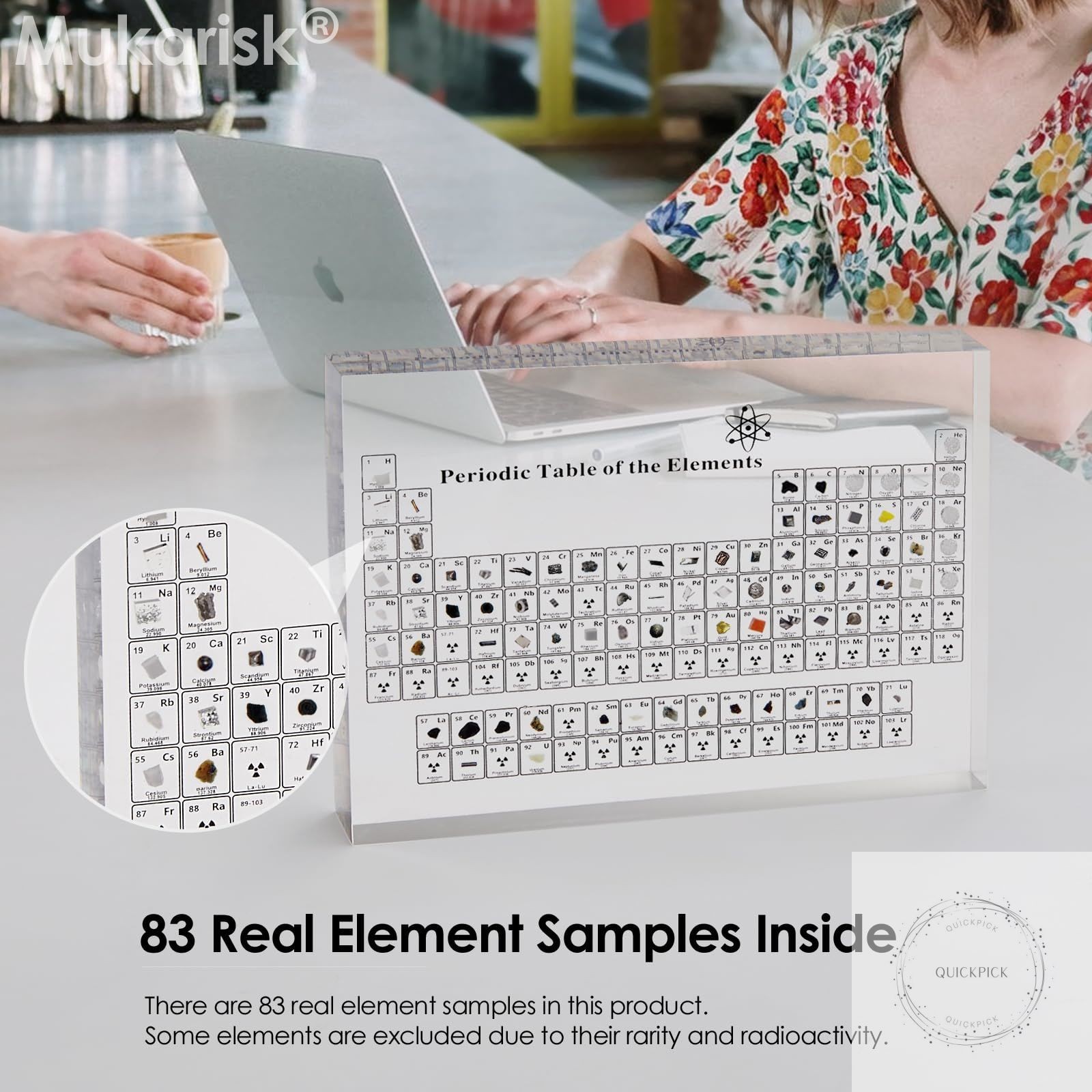Periodic Table with Real Elements Inside, Acrylic Periodic Table Display with