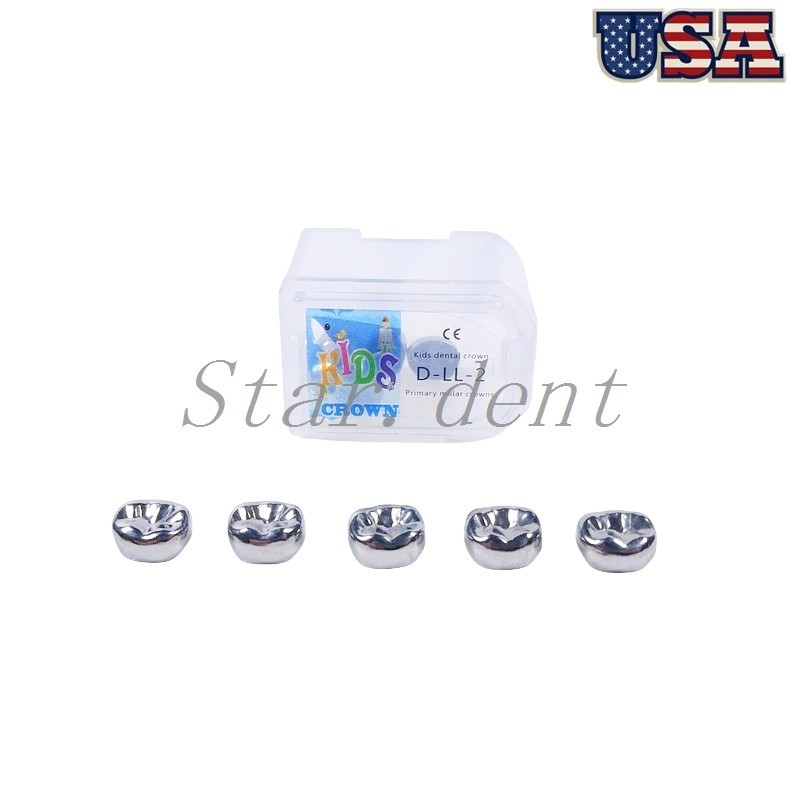 5pcs Dental Temporary Crowns For Kids Stainless Steel Pedo Molar Crown 48 sizes
