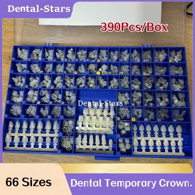 Dental Polycarbonate Temporary Crowns 66 Sizes Anterior Cuspid Resin Crown 390Pc