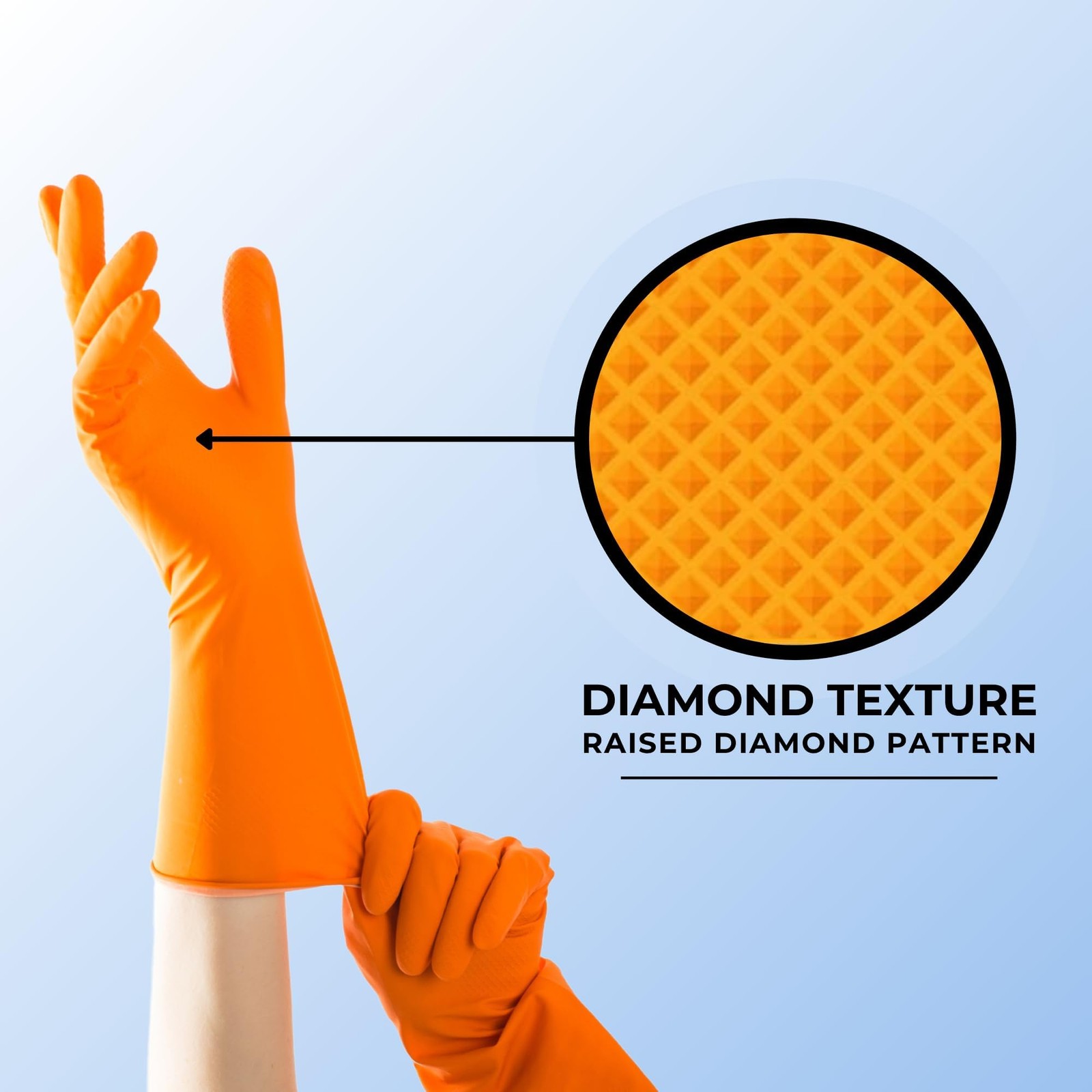 HandCare Orange 8 Mil Nitrile Disposable Gloves, Latex-Free, Diamond Textured…