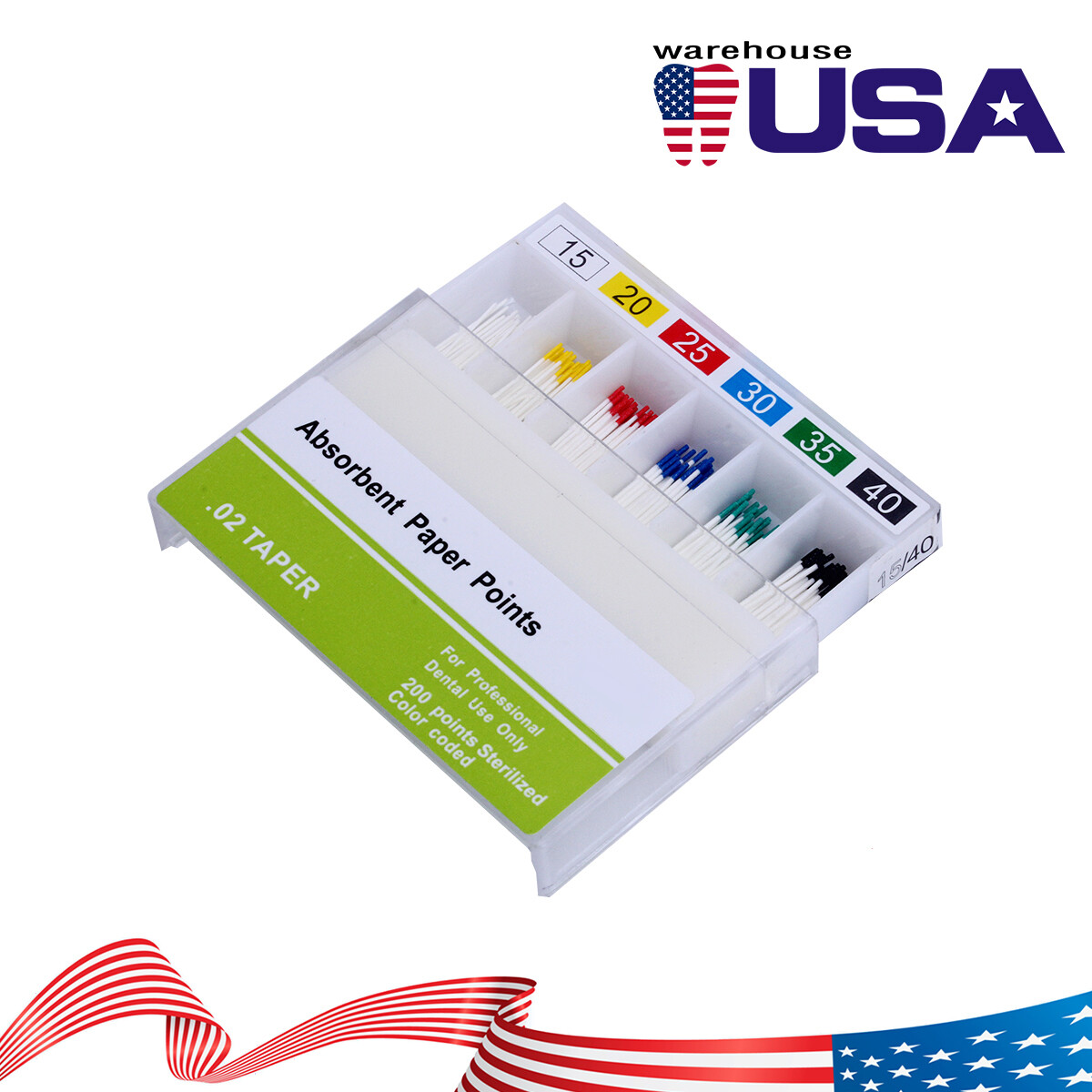 10 Packs Dental Root Canal Absorbent Paper Points Taper 0.02 15-40# Endodontic