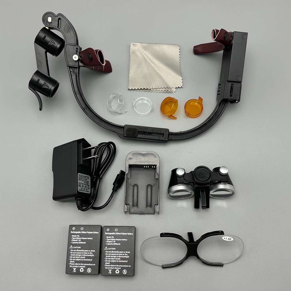 2.5x/3.5x Dental Surgical Binocular Loupe Headband Magnifier LED Headlight US/EU