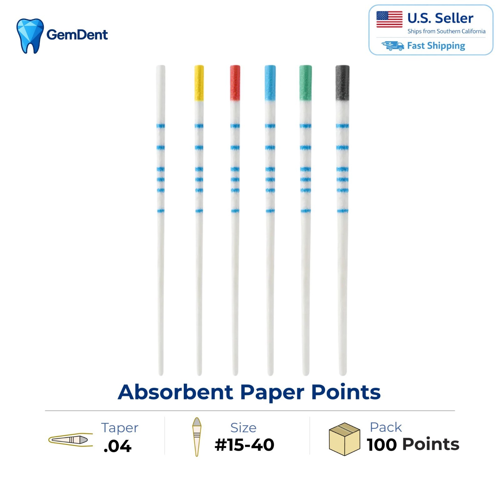 GemDent Paper Points Endodontic Absorbent ISO .02 .04 .06 F1 F2 F3 F4 MM Marked