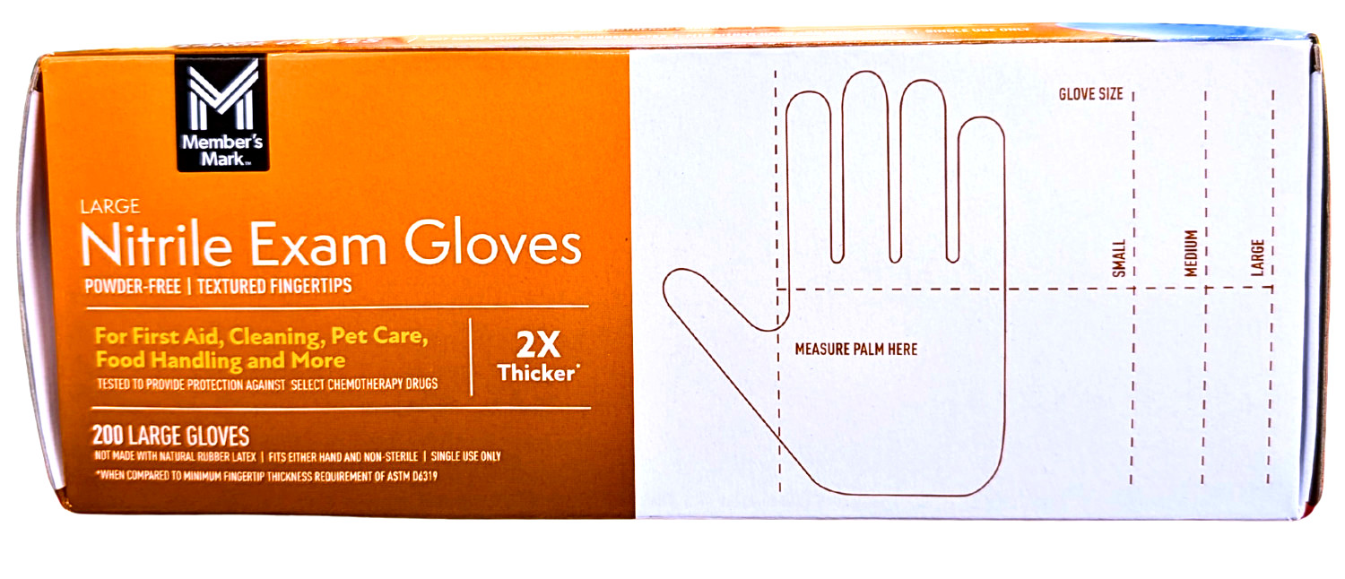 Member’s Mark Nitrile Exam Gloves Large 200 Count