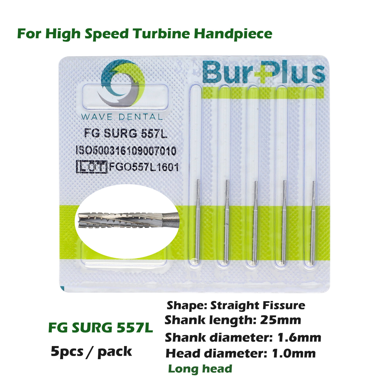 Wave Dental Carbide Burs FGOS Surgical Length 25mm Friction Grip FG 19mm Round