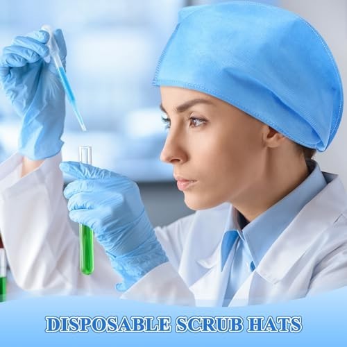 200 Pcs Disposable Surgical Caps Bouffant Scrub Hats Nonwoven Hairnets for Men &