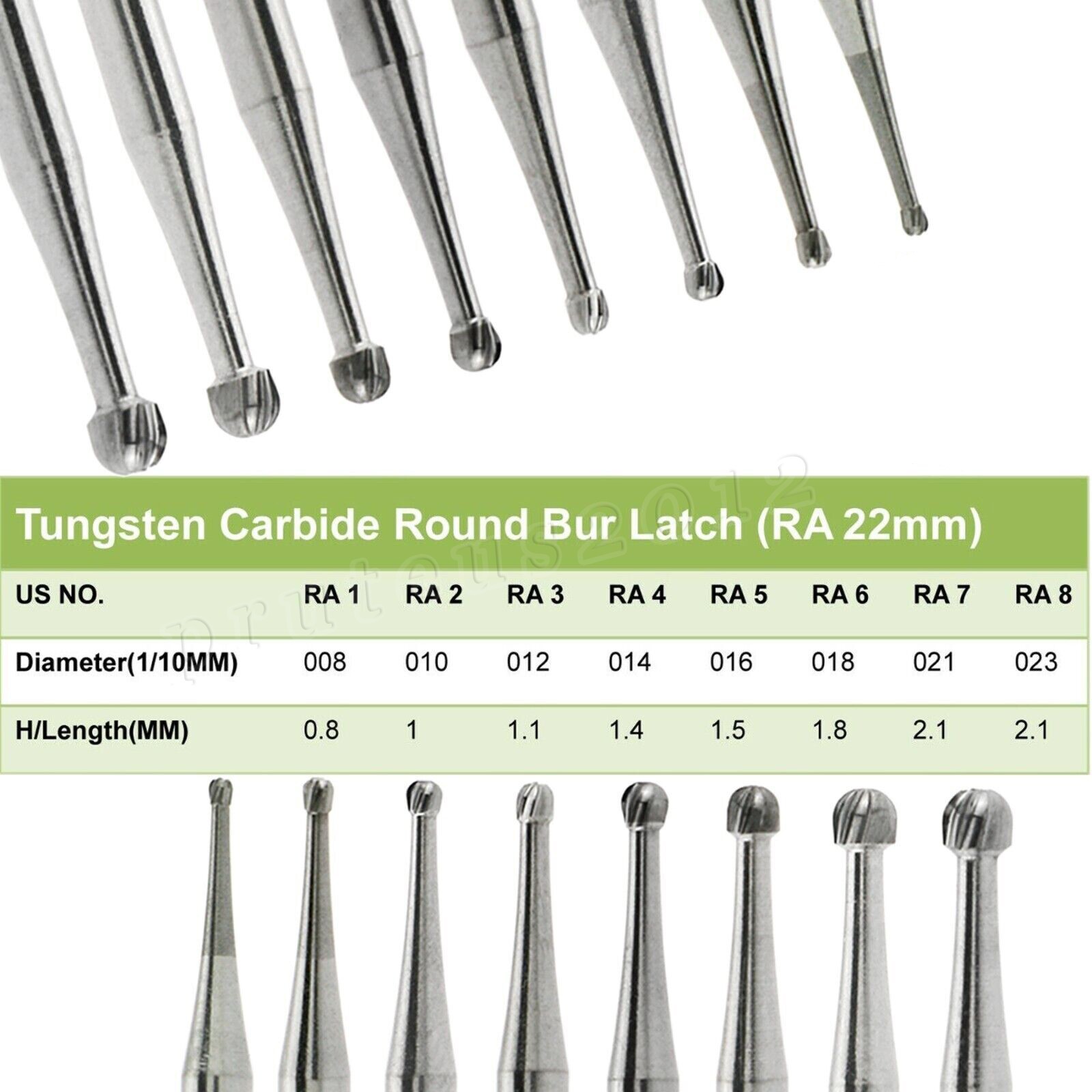 Dental Round Burs Carbide Latch Burs RA 1 2 3 4 5 6 7 8 LA Slow Speed PRIMA