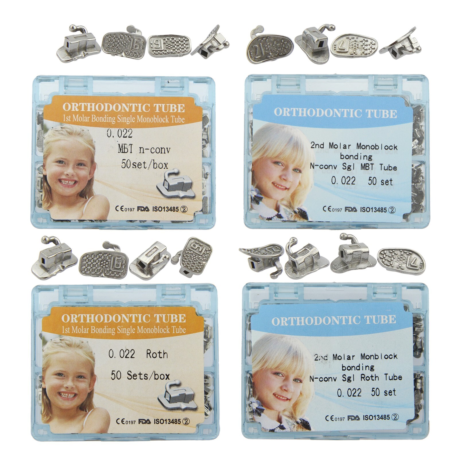 200 Tubo Ortodoncia Orthodontic Buccal Tube Roth MBT 022 1st 2nd Molar Bondable