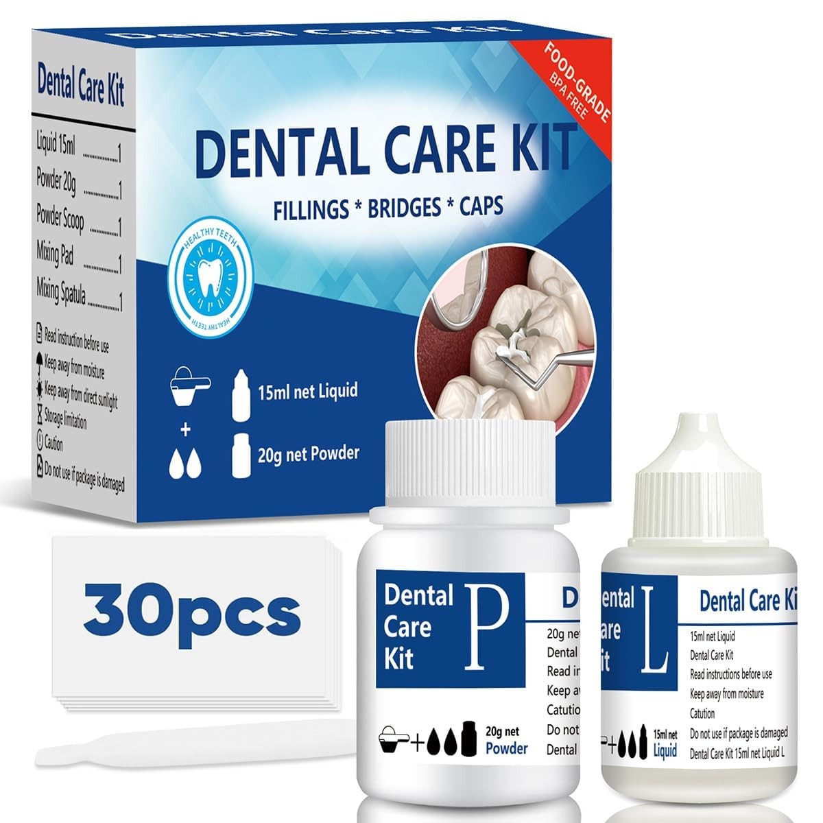 Zinc Oxide Eugenol Cement Dental Filling Kit Temporary Tooth Repair Tool