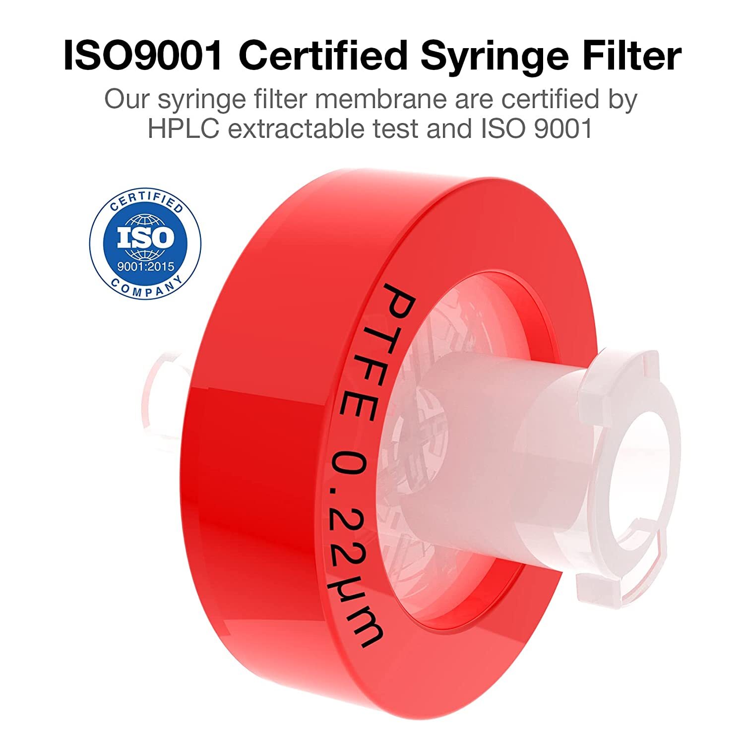 PTFE Syringe Filter 13mm,0.22 um Pore Size,Hydrophilic NonSterile Lab Filtration