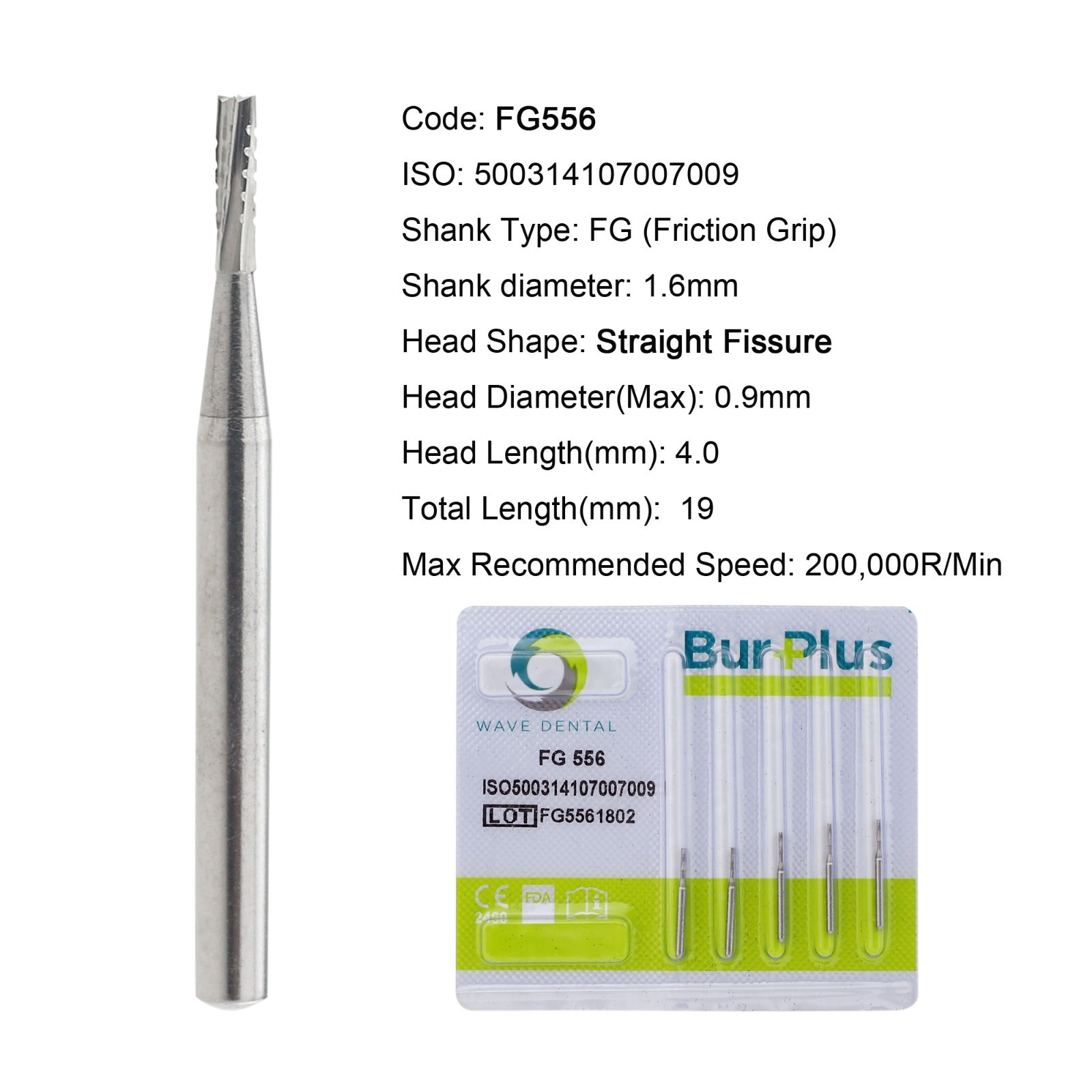 Wave Dental Surgical Burs 25mm Carbide Burs Friction Grip FG 19mm Round Pear 330