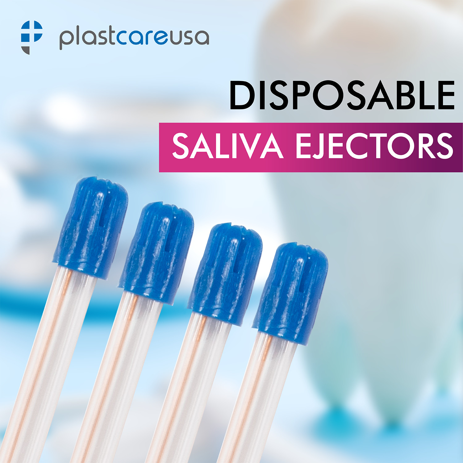 100 (1 Bag) Saliva Ejectors Ejector CLEAR/BLUE Dental Suction Tips Disposable