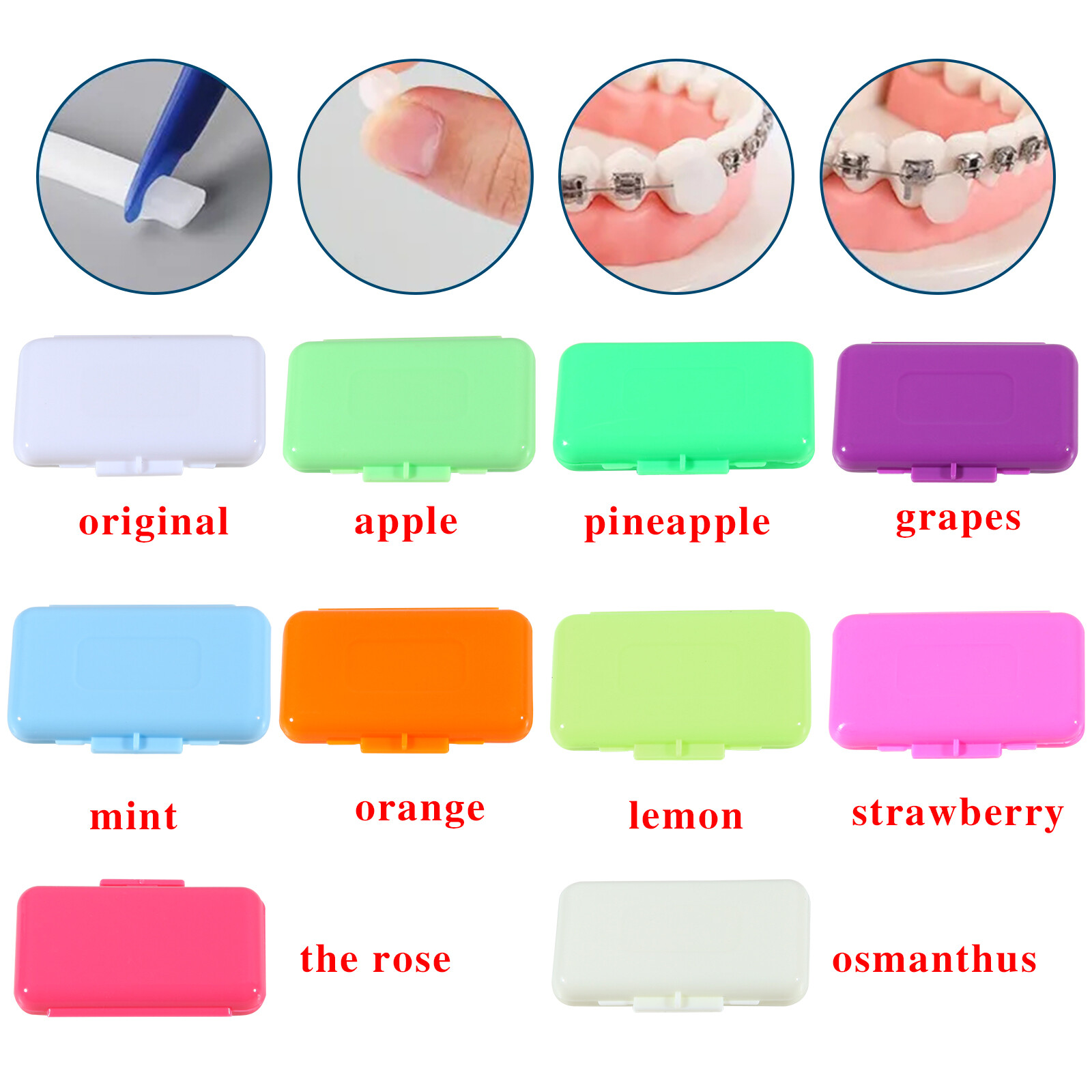 Dental Orthodontic Ligature Tie Bands Elastic Braces /Wax 10 Scents Brackets Gum