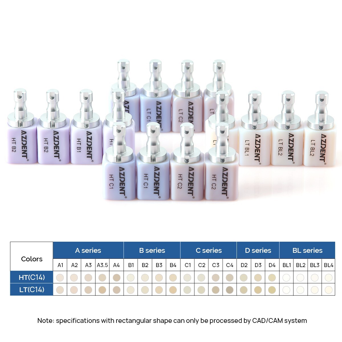 LT/HT Dental Glass Ceramic Lithium Dislicate Blocks Cerec Emax CAD CAM 5Pcs/Box