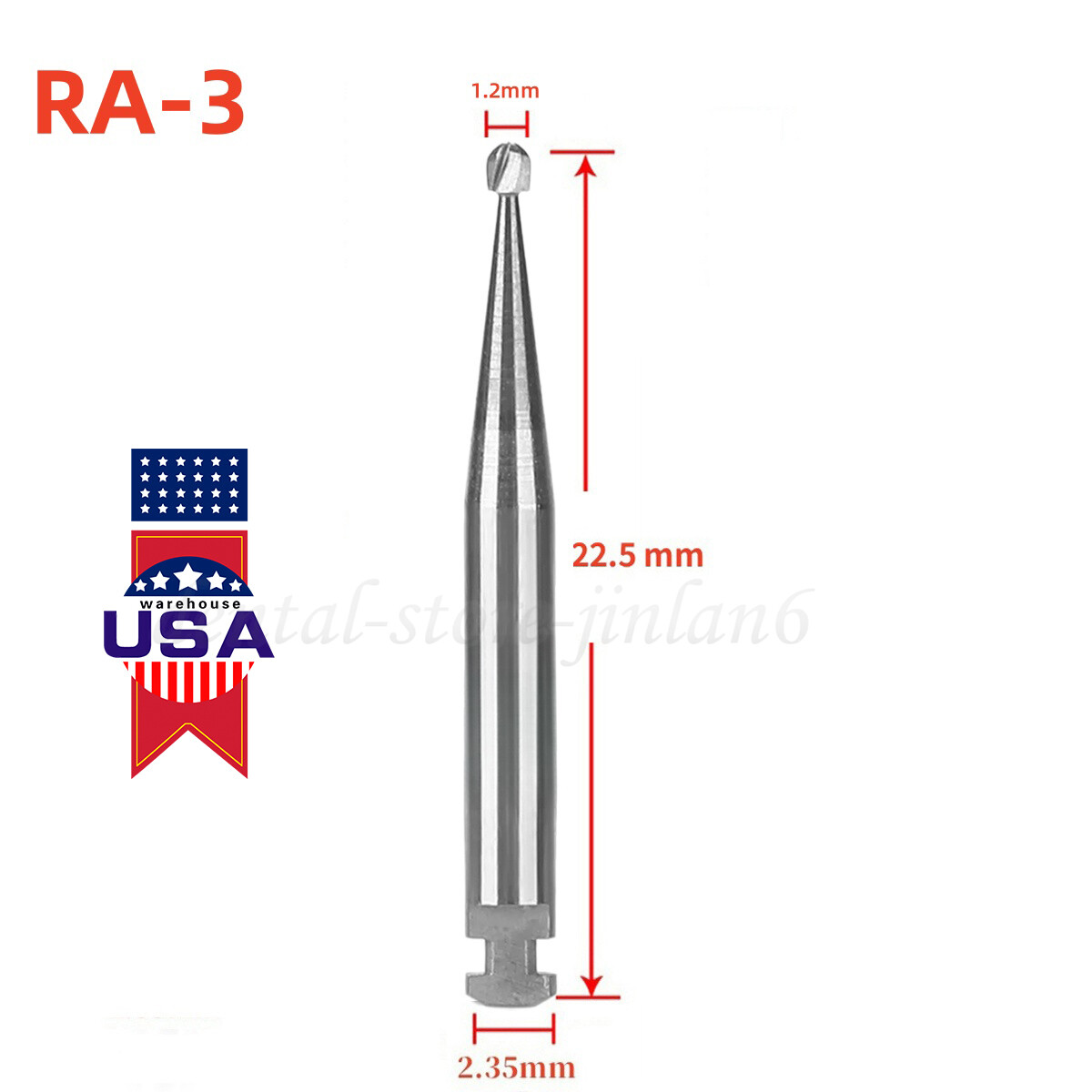 5 Pcs/Pack Dental 22.5mm Round Carbide Bur Slow Speed Latch Type RA3 Burs USA