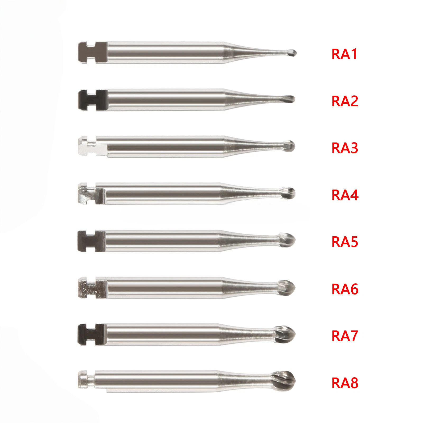 5Pcs/Box Dental Round Carbide Bur for Low Slow Speed Latch Type RA 1# – 8# Burs