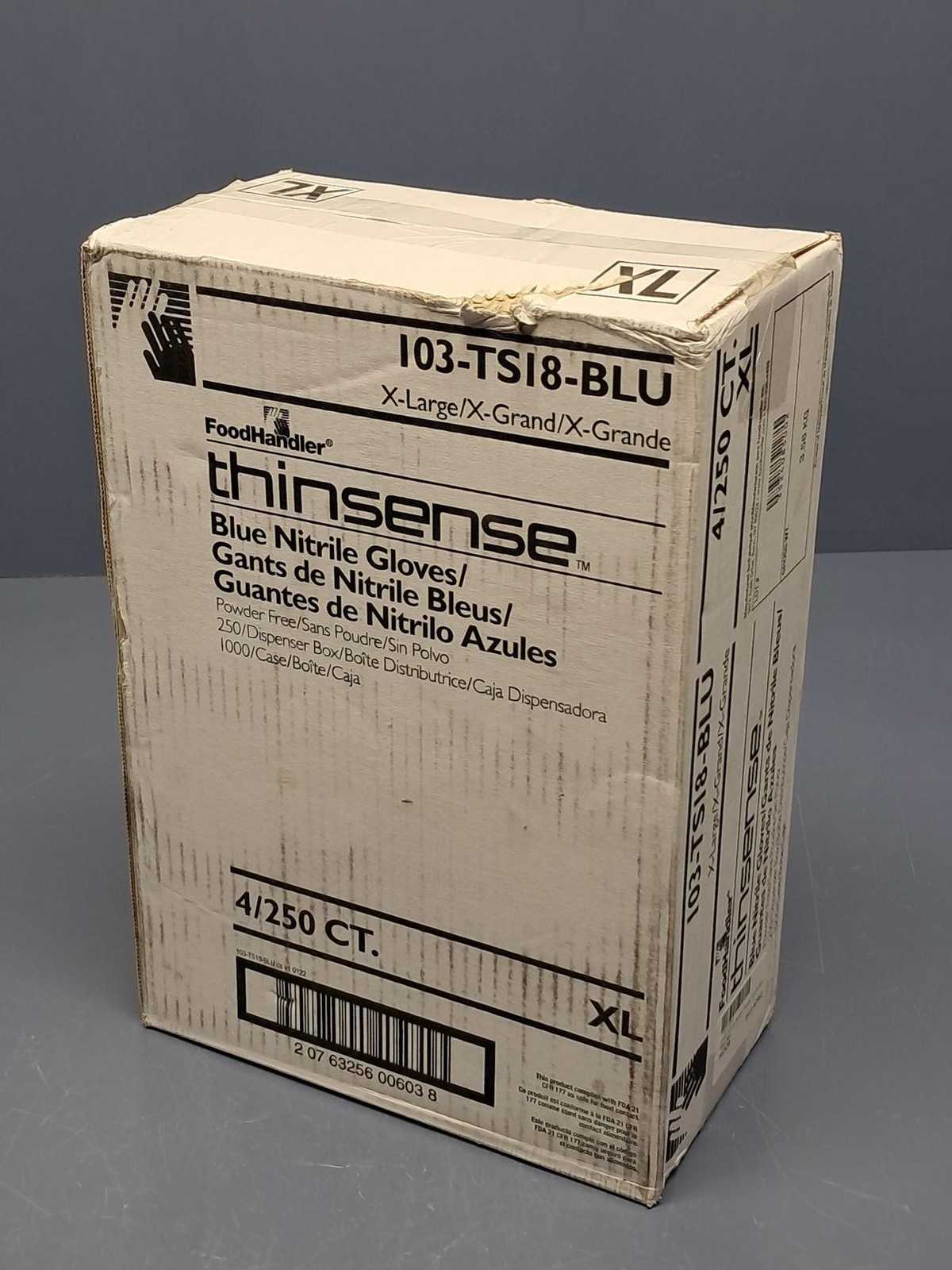 (1000 Gloves) FoodHandler Thinsense 103-TS18-BLU Nitrile Powder Free XL Blue