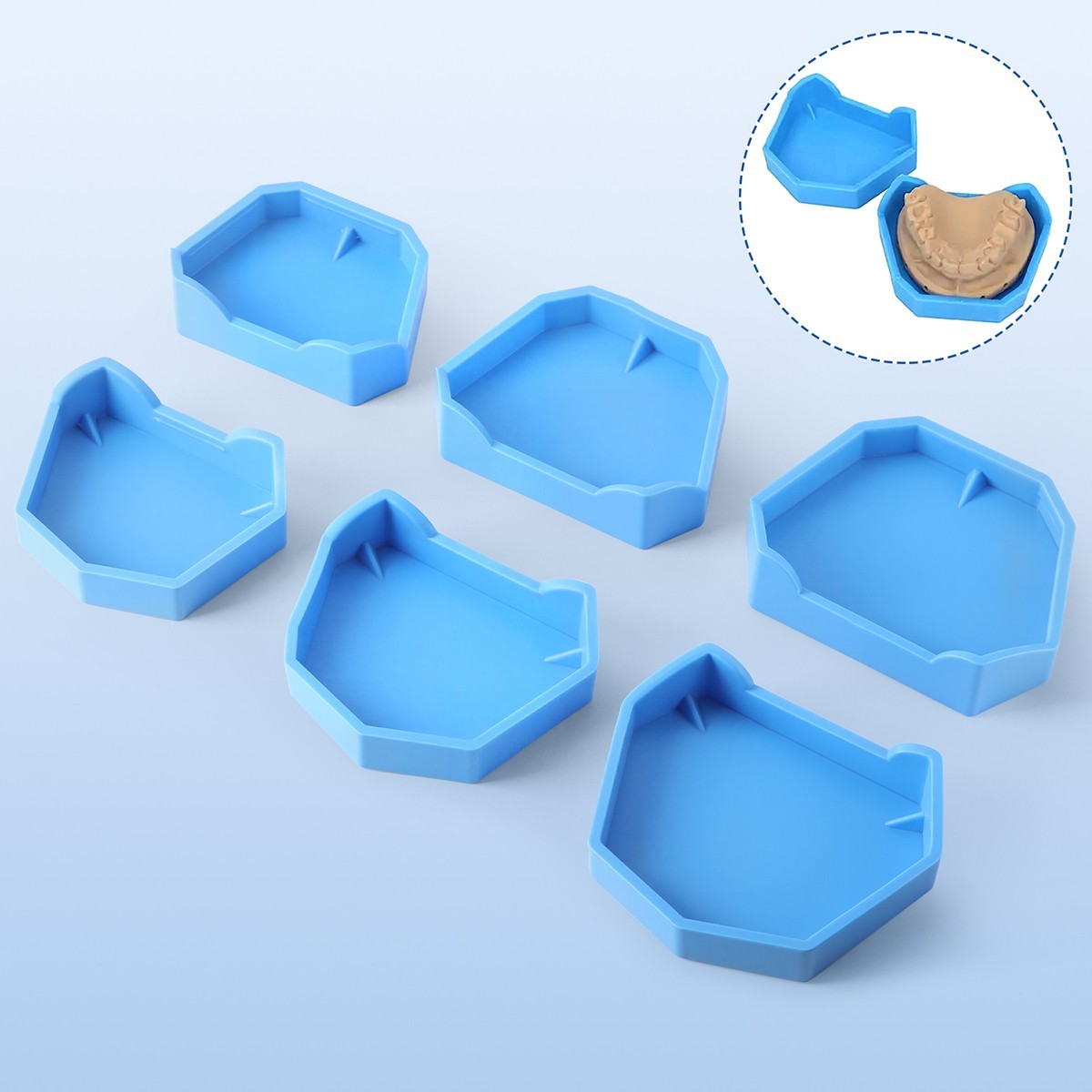 6PCS AZDENT Dental Lab Model Former Base Molds Set Silicone Mould Tray Base