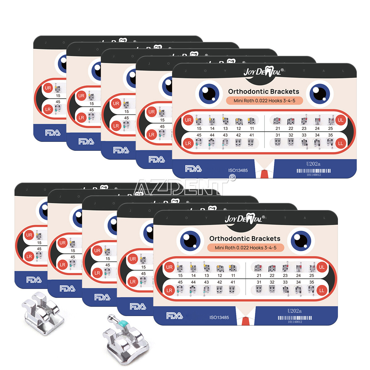 Dental Ortho Metal Brackets Braces Mini Roth.22 Hook 345 Mesh Base/Monoblock
