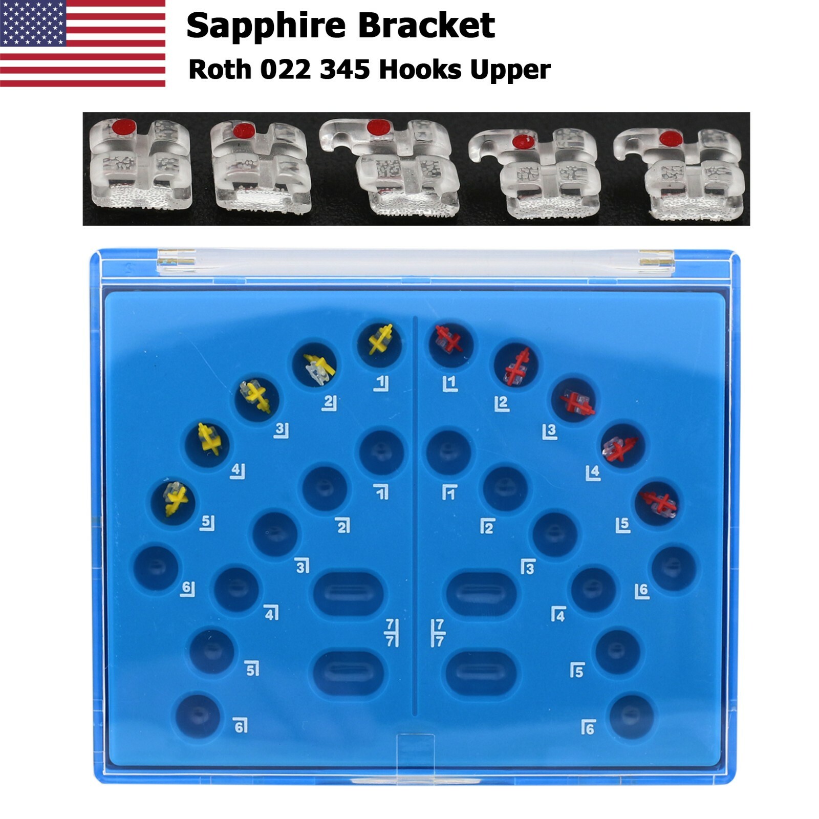 Dental Orthodontic Sapphire Bracket Monocrystalline Brace Roth MBT 022 345 Hooks