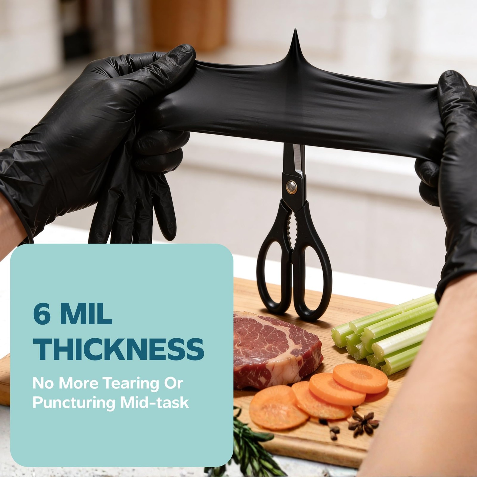 Comfy Package Black Nitrile HEAVY DUTY 6 Mil. Chemical Resistance, Latex & Po…