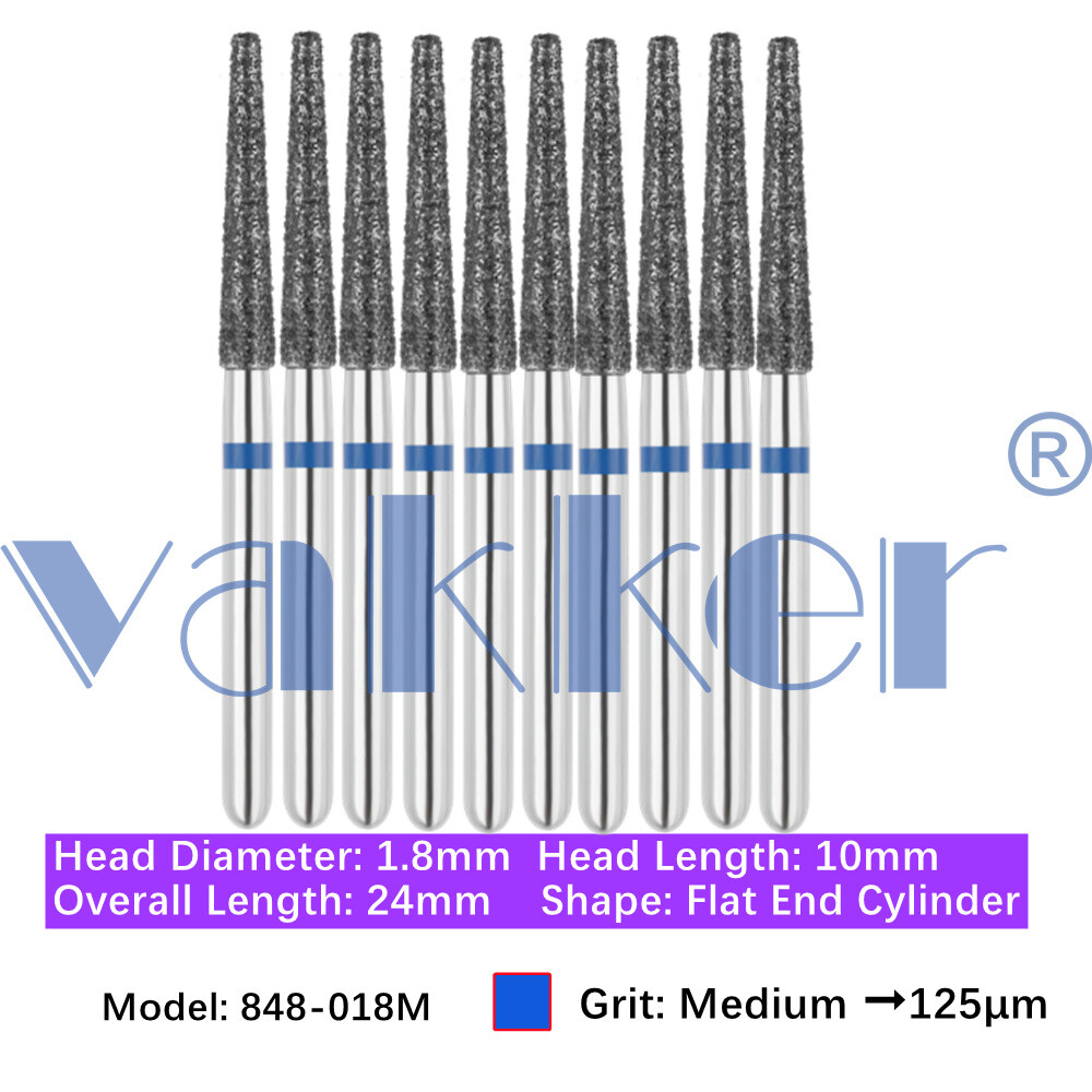 Vakker 10pc Diamond Bur Modified Flat End Taper Handpiece Bur Fine Medium Coarse