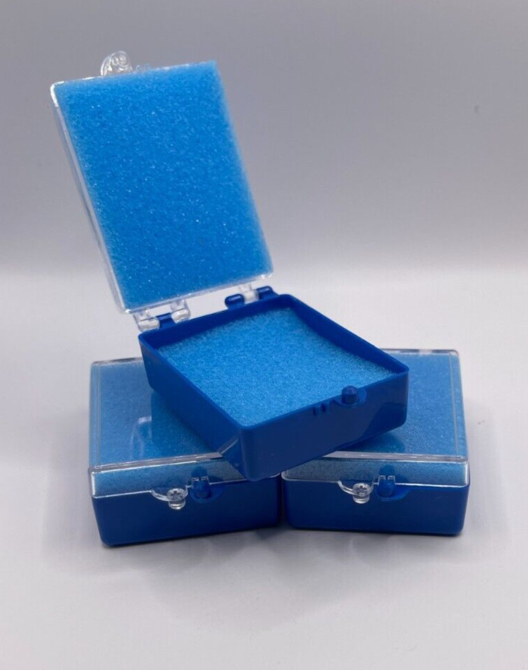 50 Pack, 2″ Blue Crown Foam Case Container Hinged Display Box Jewelry Teeth