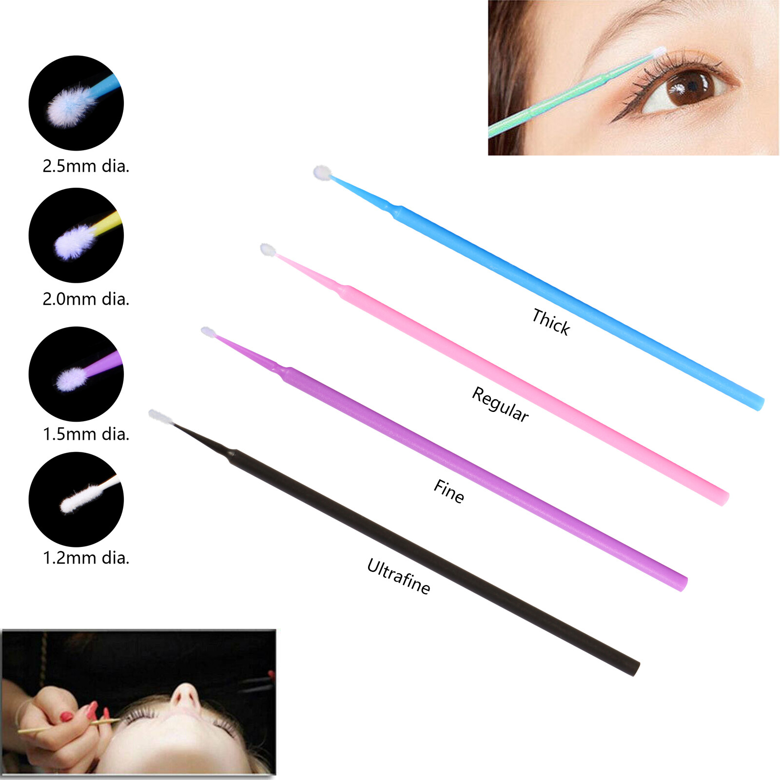 100Pcs Sale Swabs Disposable Mini Applicator Brush Stick Eyelash Extension Eye