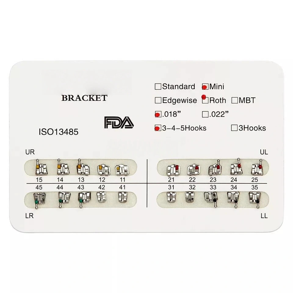 Dental Orthodontic Brackets Braces Mini Standard Roth MBT.022/.018 Hooks 3/3-4-5