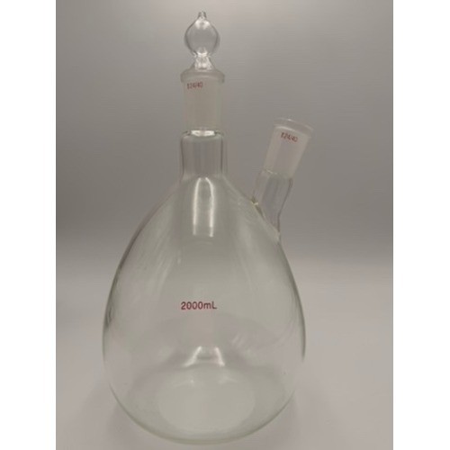 Pear Boiling Flask Lab Glass 2000mL Clear Excellent 2-Neck 24/40 Joint
