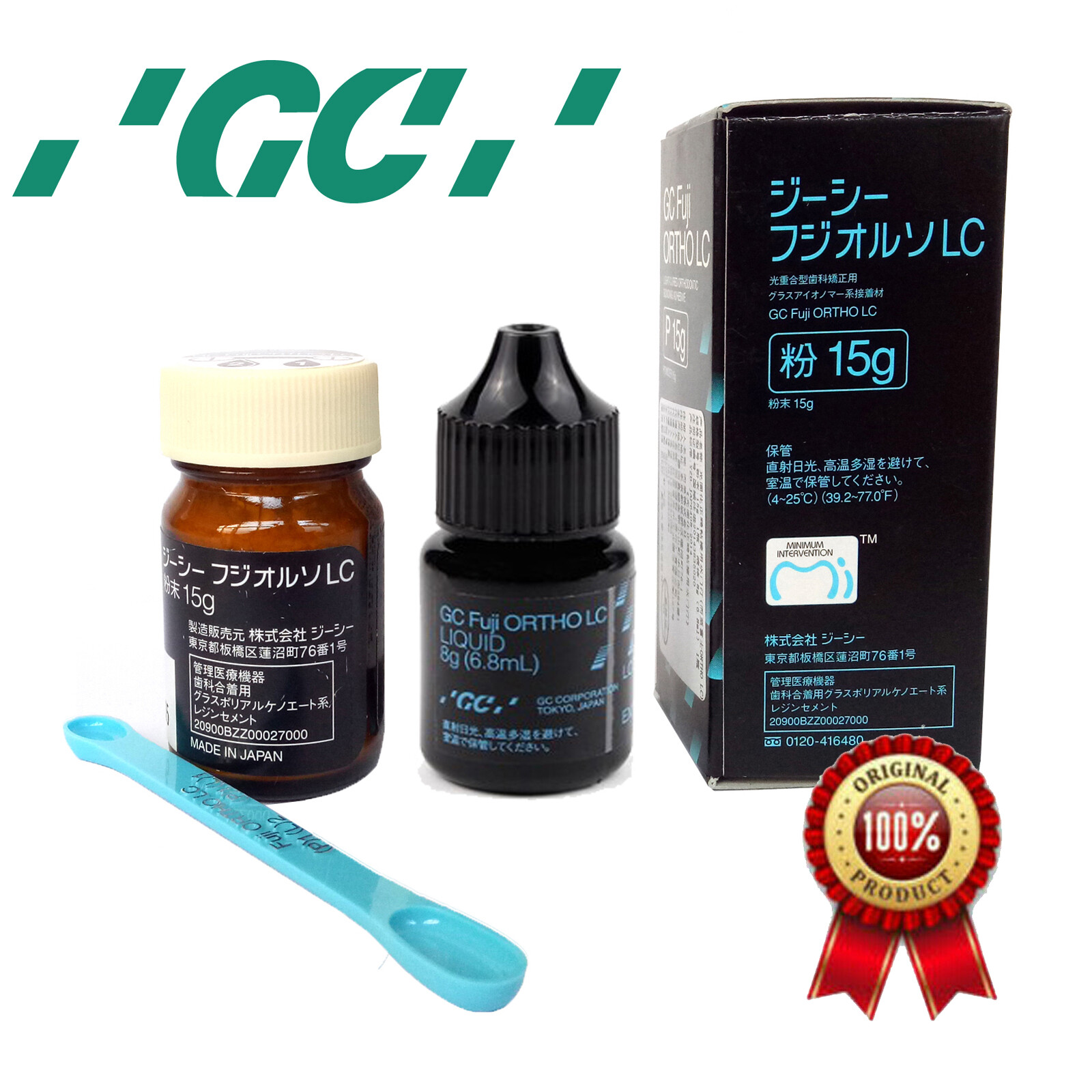 GC Fuji ORTHO LC light-cure Glass Ionomer Cement liquid 8g Power 15g CE