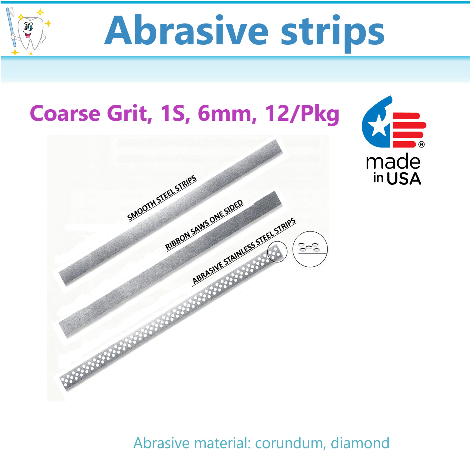 Dental Polishing Strips Single Side Diamond Sanding Surface with Hole & SawTeeth