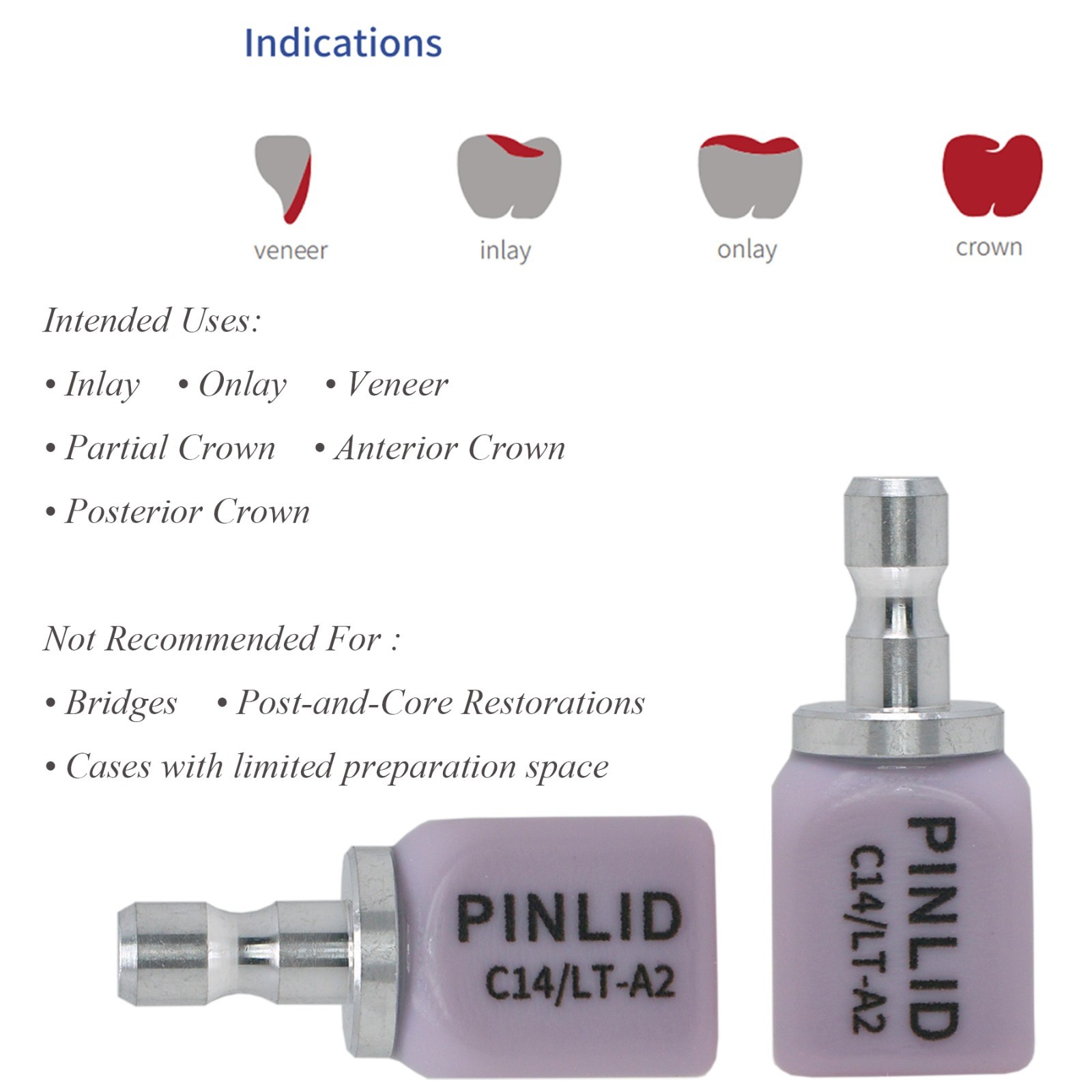 US C14 Dental Emax Ceramic Lithium Disilicate Blocks CAD/CAM CEREC Inlab LT-A2