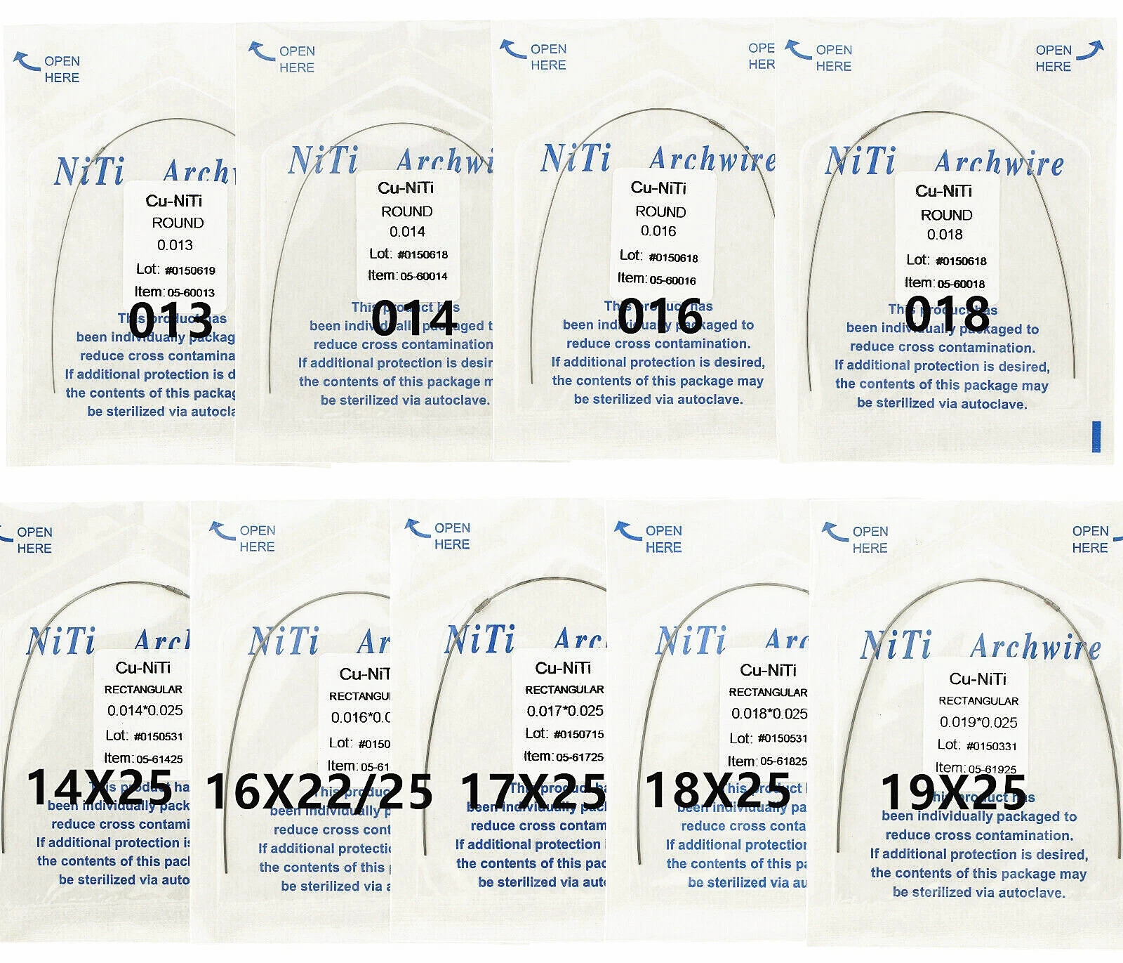 Dental Orthodontic Cu NiTi Copper Nickel Titanium Arch Wire Rectangular Round