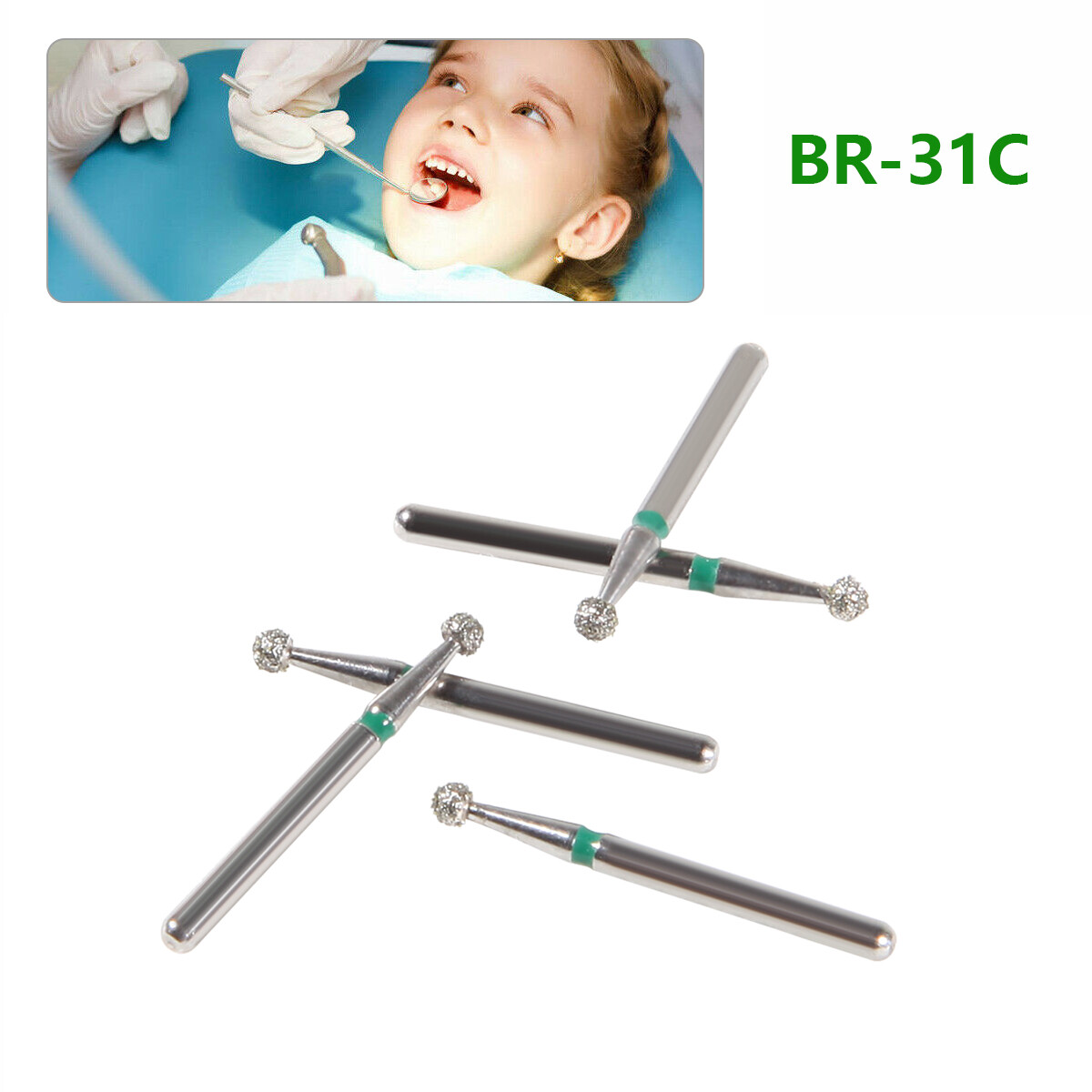 1 box Dental Diamond Burs Ball Round BR-31 For High Speed Handpiece 5 pcs/pack