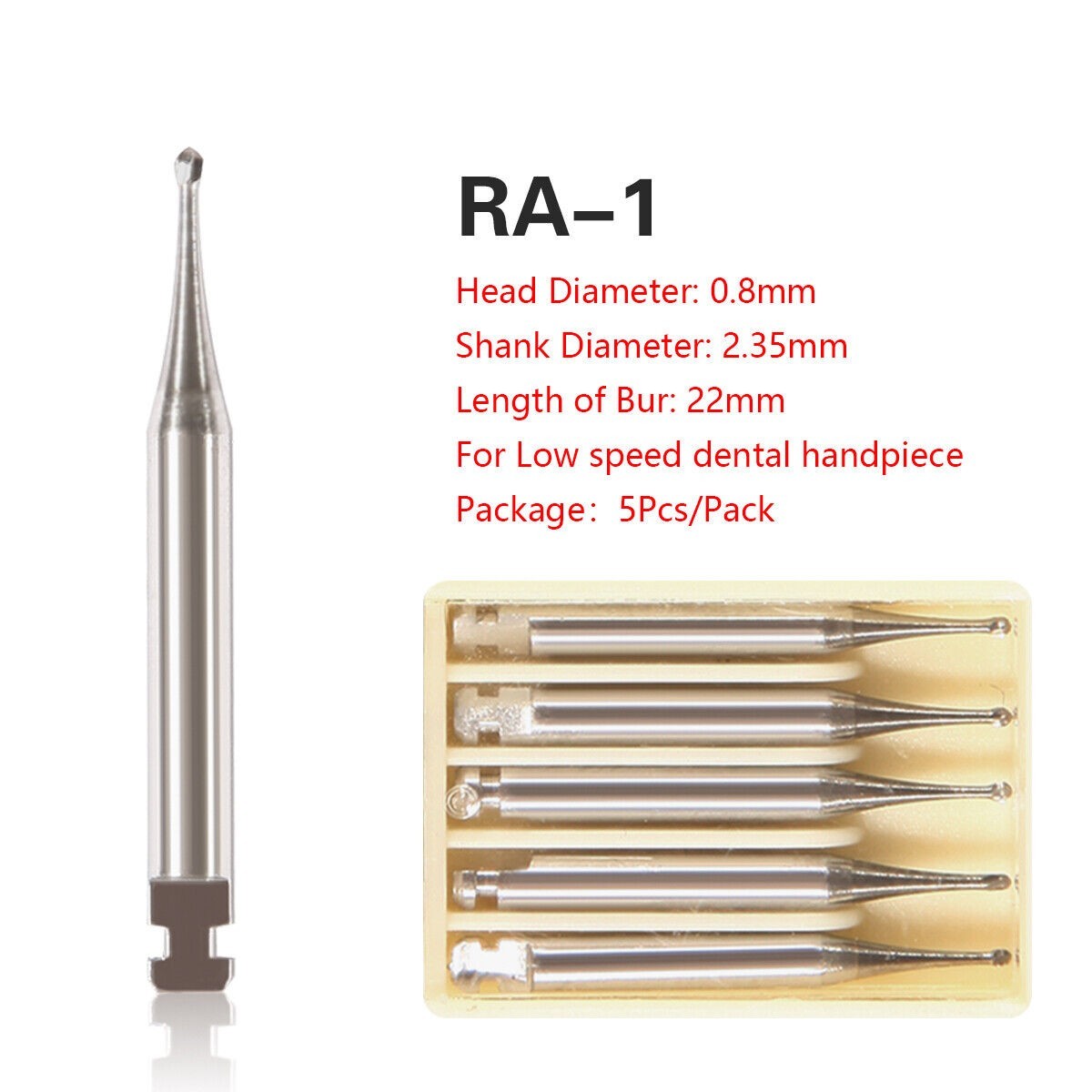 Dental Round Latch Carbide Bur RA 1 2 3 4 5 6 7 8 For Slow Speed 5Pcs/Box