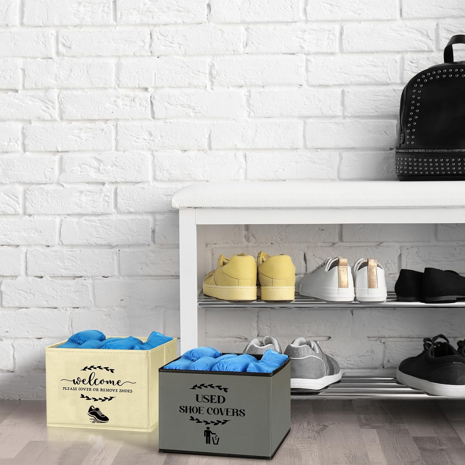 200 Pcs Disposable Shoe Covers with Storage Box – Foldable Booties for Indoor Us