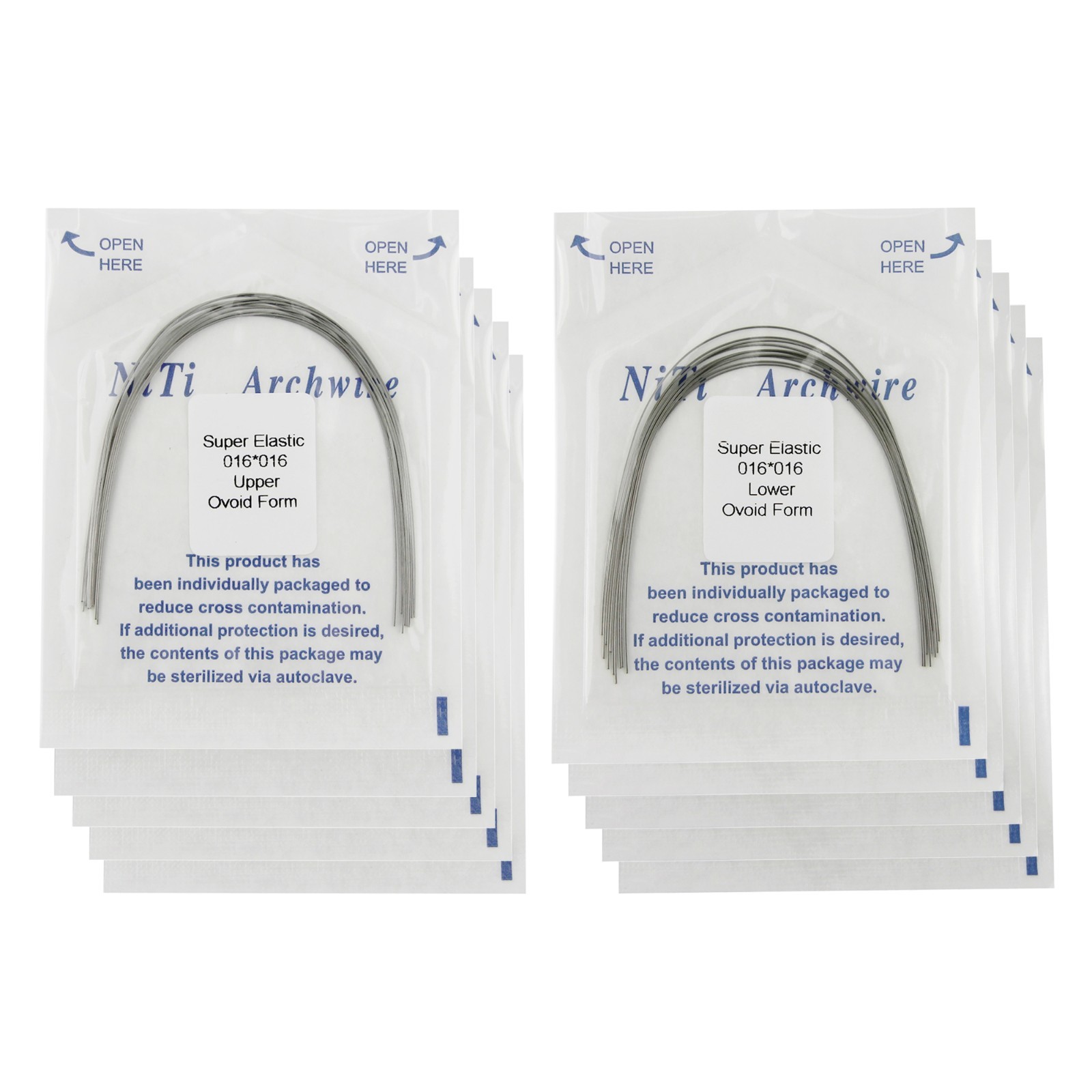 Dental Orthodontic Arch Wires Niti Stainless Steel Ovoid Natural Form 100pcs U/L