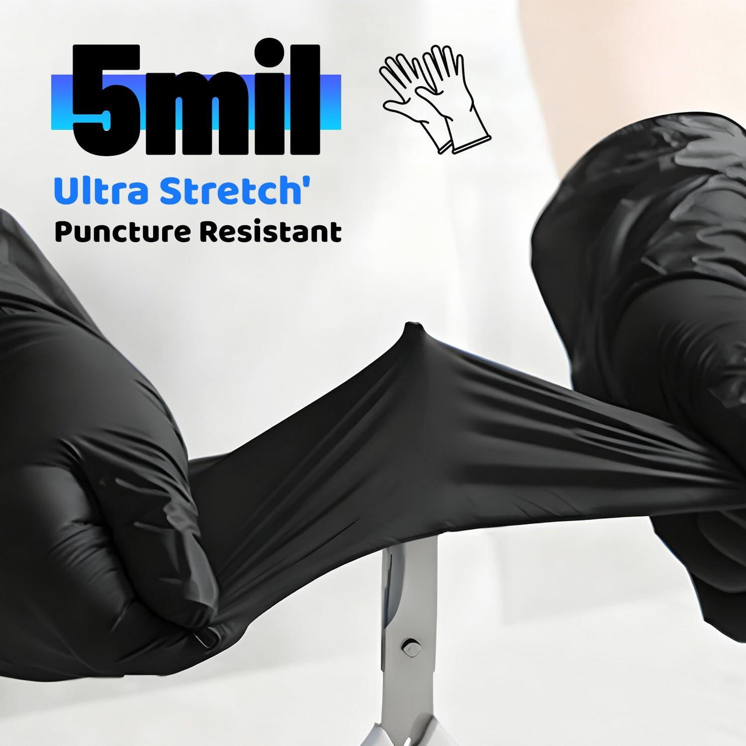 5 Mil Nitrile Gloves Black GP50 – Latex & Powder Free – Disposable – Food Safe –