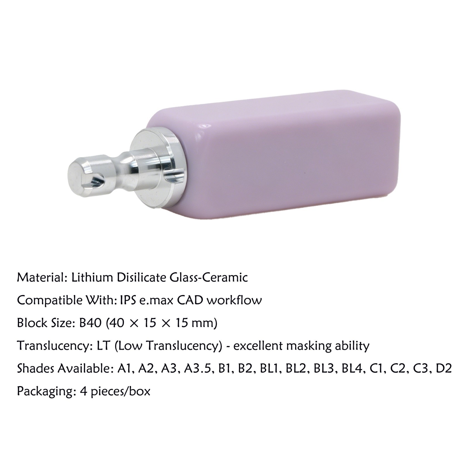 B40 LT Dental Lithium Disilicate Blocks Cube for Cerec CAD/CAM Chairside Milling