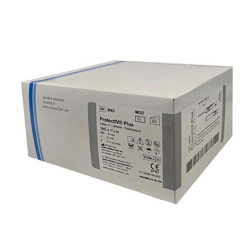 *50-Pieces* Smiths Medical Jelco ProtectIV Safety IV Catheter Radiopaque 3062